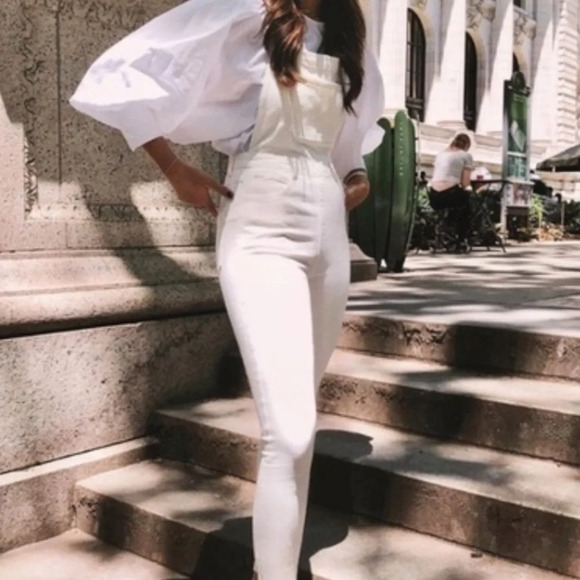 We Wore What Basic Denim White Overalls - Picture 3 of 14